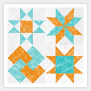 Sampler Quilt Orange and Teal Watercolor Sticker